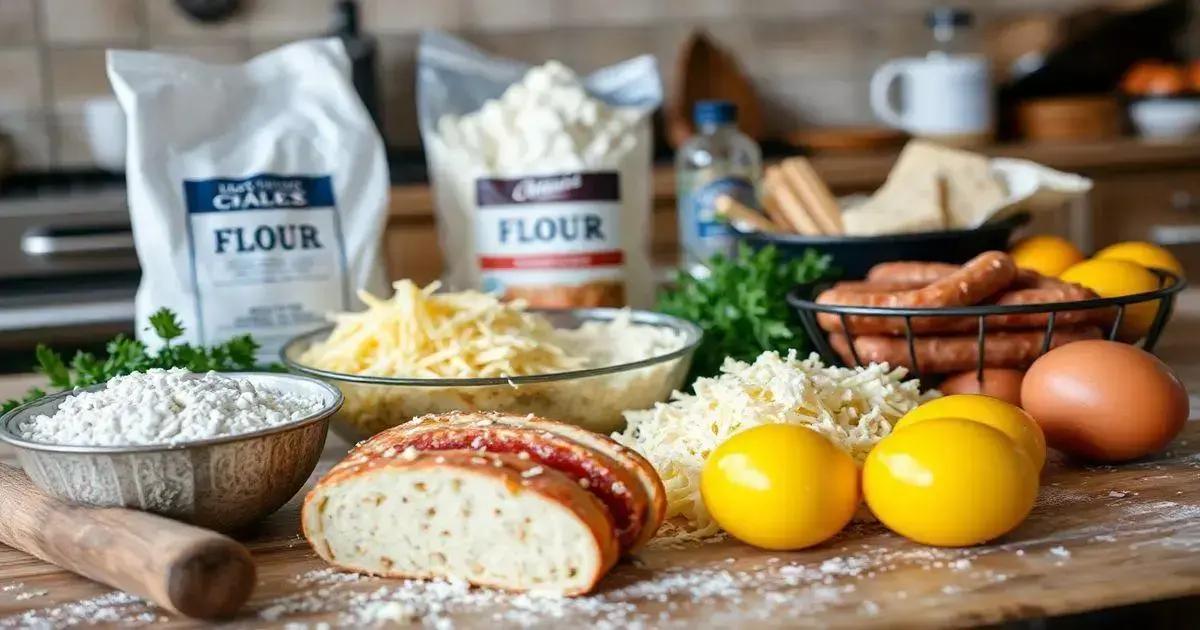 Ingredientes do Pão Recheado com Calabresa e Queijo