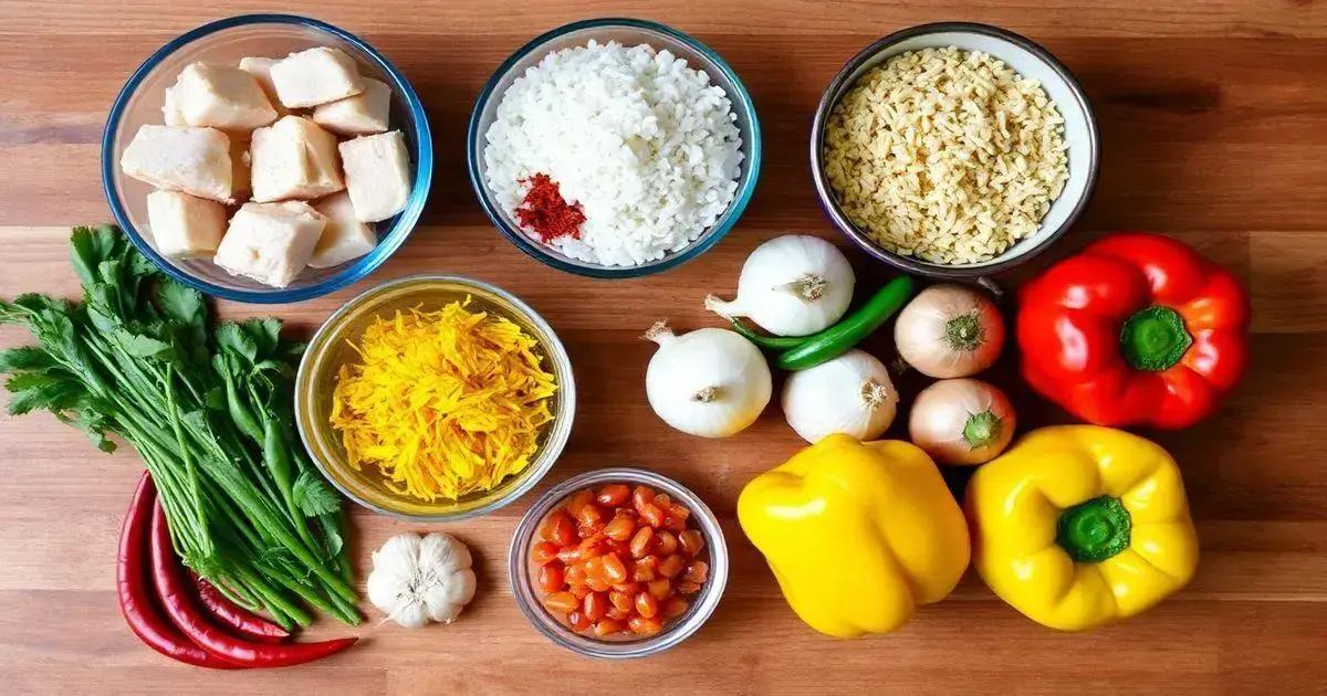 Ingredientes necessários para a Galinhada