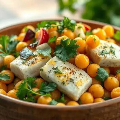 1 Receita leve de Salada de Grão-de-Bico com Bacalhau perfeita para dias quentes de Páscoa