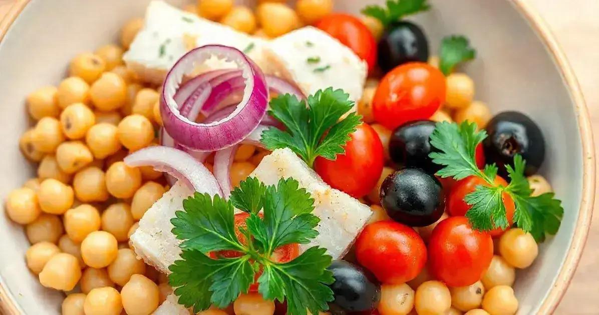 Ingredientes da Salada de Grão-de-Bico com Bacalhau Ingredientes da Salada de Grão-de-Bico com Bacalhau