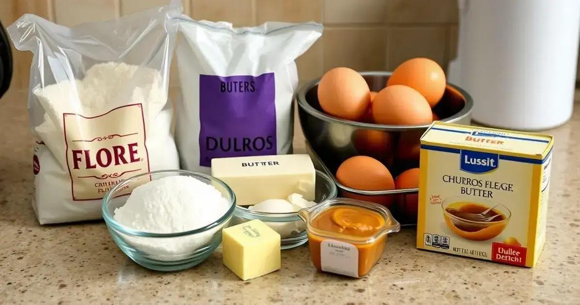 Ingredientes necessários para o Bolo de Churros