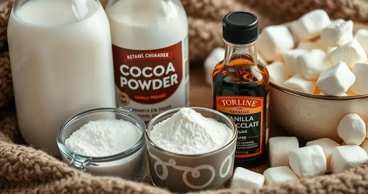 Ingredientes para fazer o Chocolate Quente com Marshmallow Tostado Ingredientes para fazer o Chocolate Quente com Marshmallow Tostado